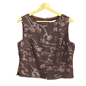 Vintage 90s Real Comfort Floral Burnout Tank Top Whimsigoth Dark Romantic